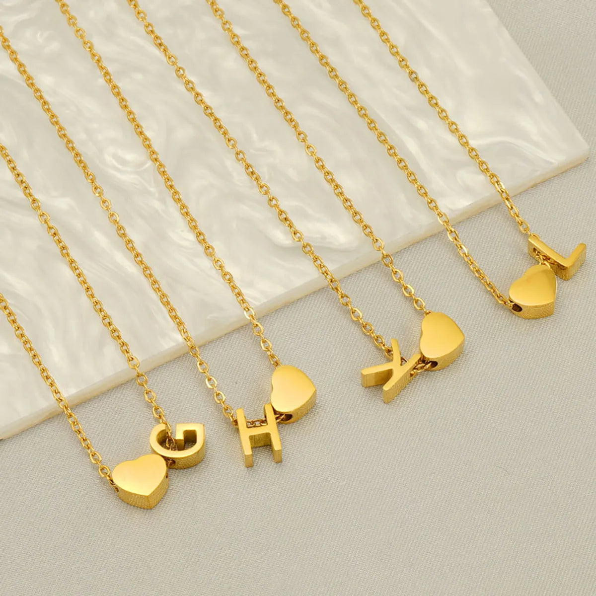 Women’s heart-shaped necklaces-Casual French Style Letter Heart Shape Stainless Steel Plating 18k Gold Plated Pendant Necklace