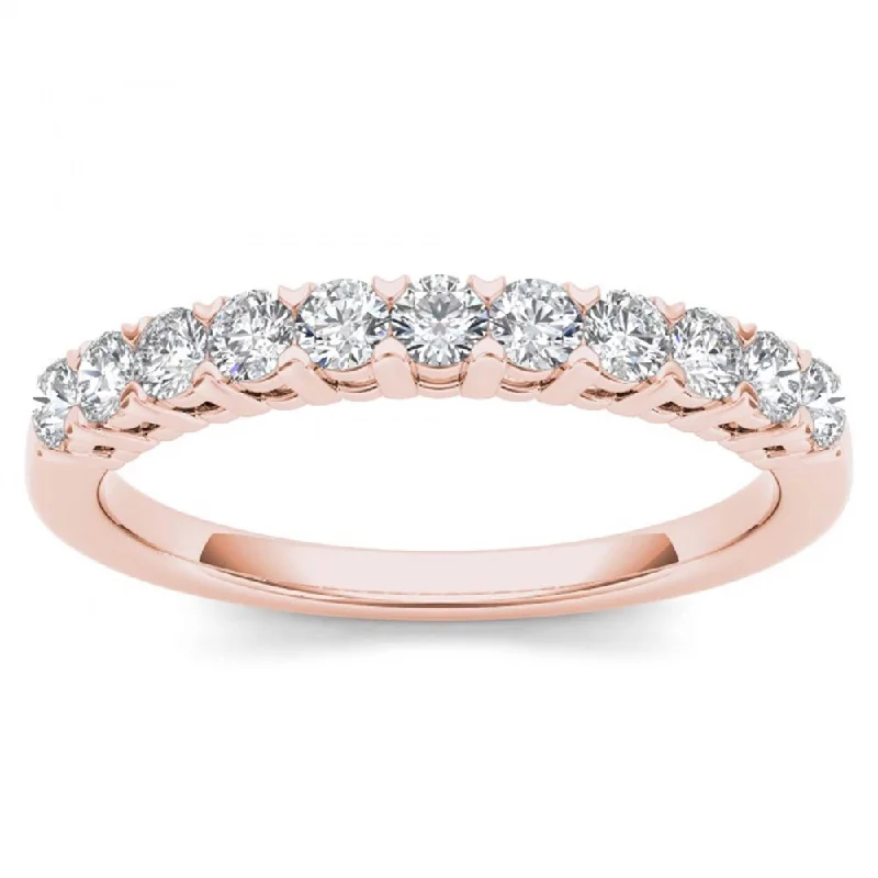 Women’s sapphire diamond engagement rings-De Couer 10k Rose Gold 2/5ct TDW Diamond Women's Wedding Band - Pink