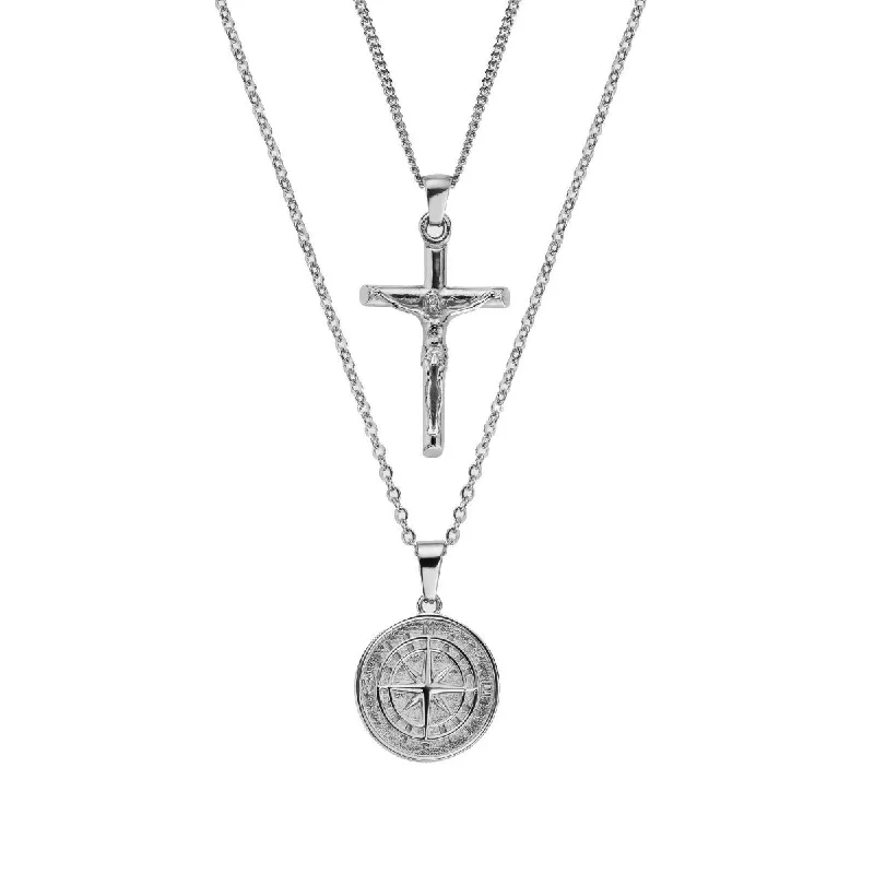 Women’s luxury gold necklaces-Compass X Crucifix