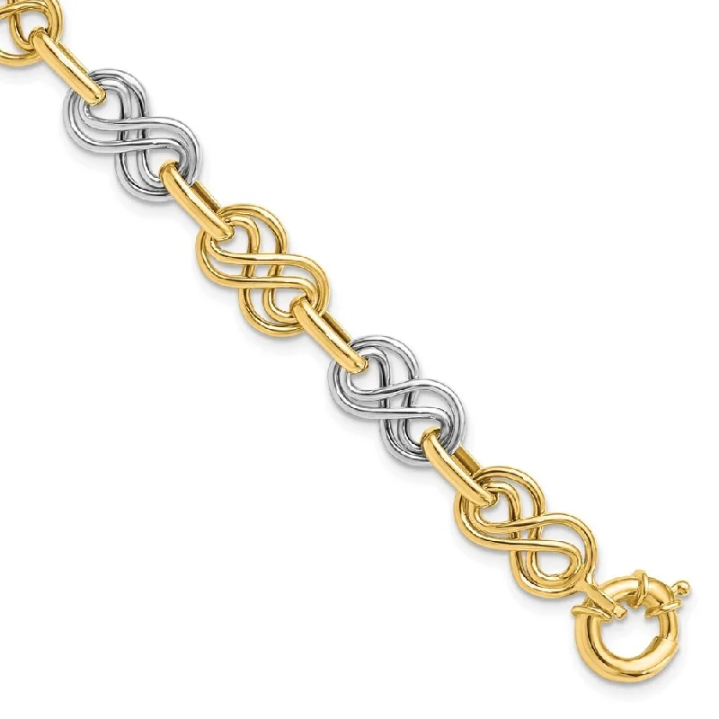 Women’s lucky bracelets-14k Two-tone 7.83mm Polished Bracelet, 7.5"