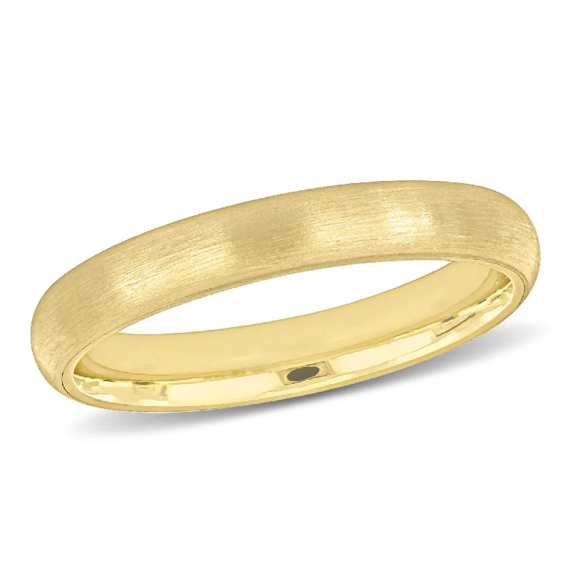 Women’s vintage engagement rings-Miadora 3mm Brushed Finish Wedding Band in 14k Yellow Gold