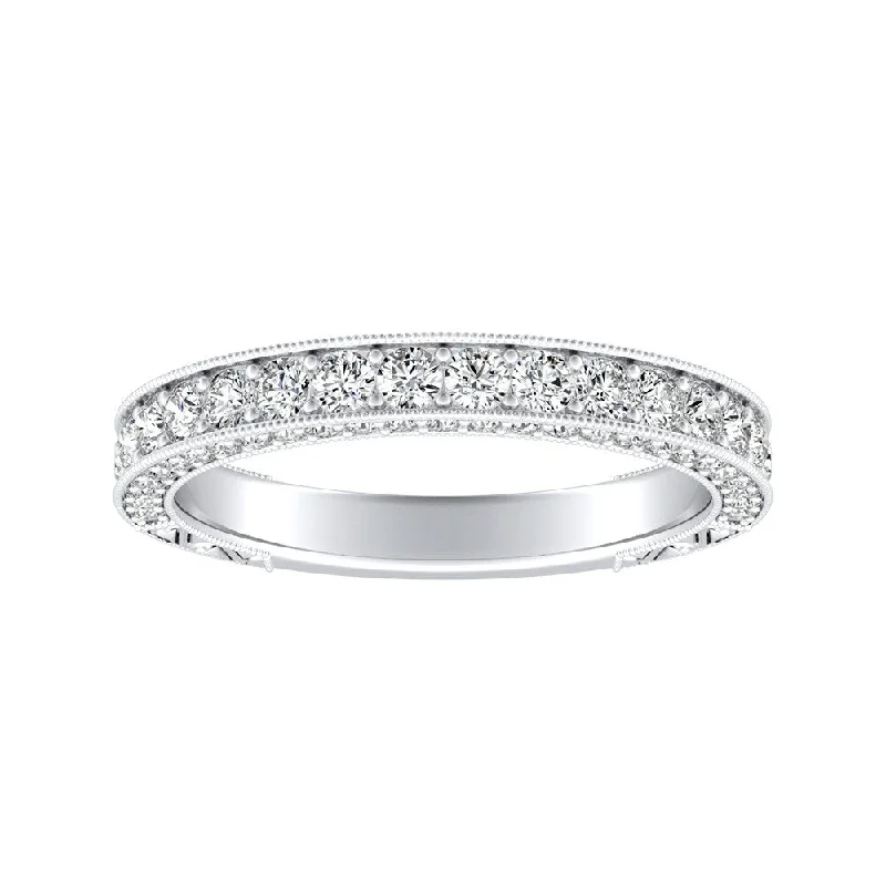 Women’s knot engagement rings-Auriya Vintage Inspired 1/2ctw Diamond Wedding Band Platinum