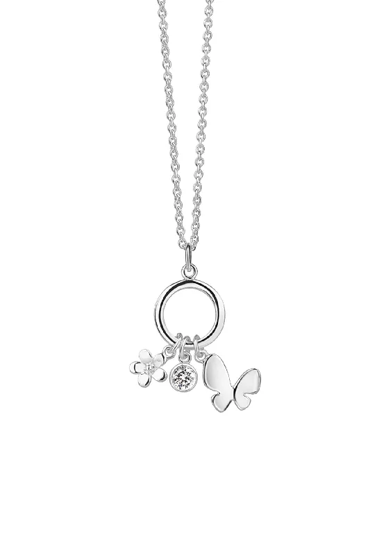 Women’s long chain necklaces-Silver Butterfly Charm Pendant