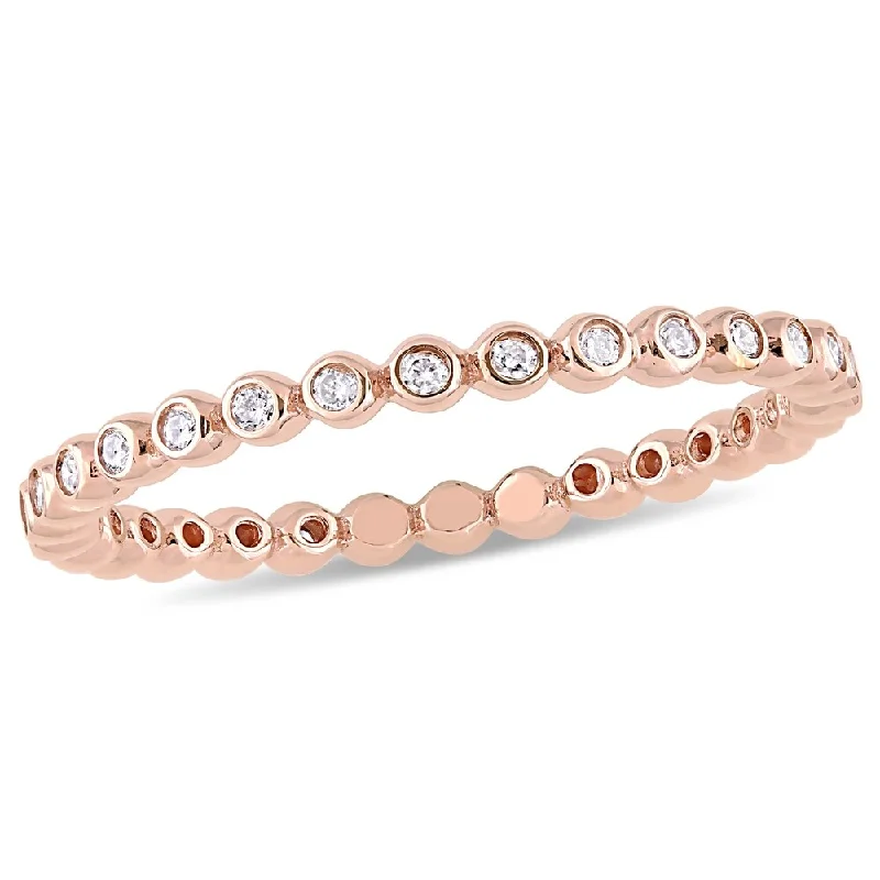 Women’s sapphire engagement rings-Miadora 10k Rose Gold 1/4ct TDW Diamond Beaded Full-Eternity Wedding Band