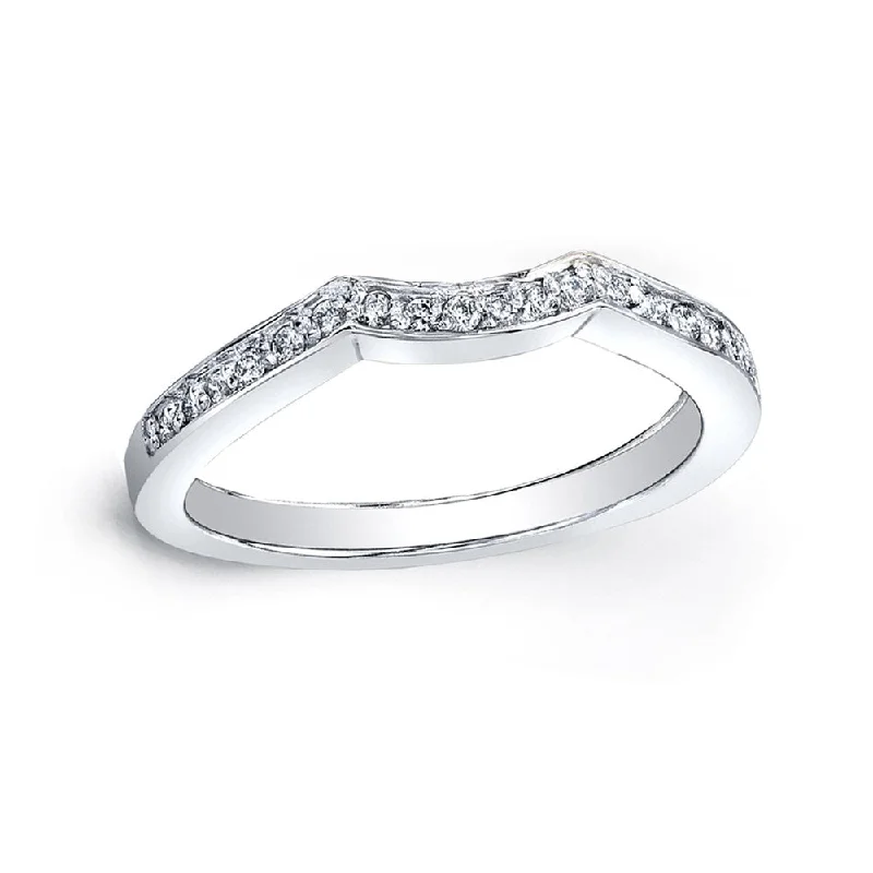 Women’s bespoke engagement rings-Auriya 1/5ctw Curved Diamond Wedding Band Platinum - White