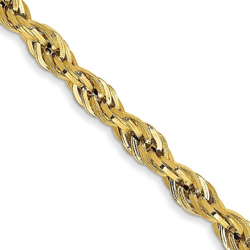 Women’s tennis and charm bracelets-Curata 14k Yellow 3.0mm Semi solid Rope Chain Bracelet