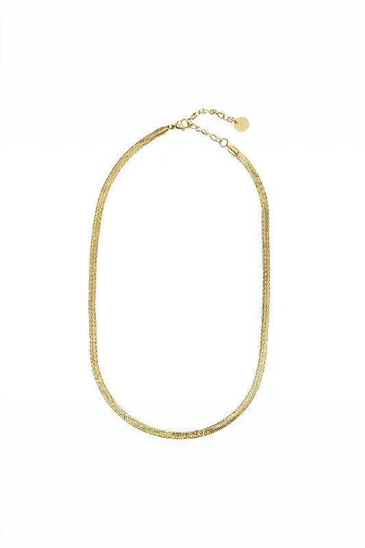 Women’s dazzling diamond necklaces-Gold Flat Snake Chain Necklace