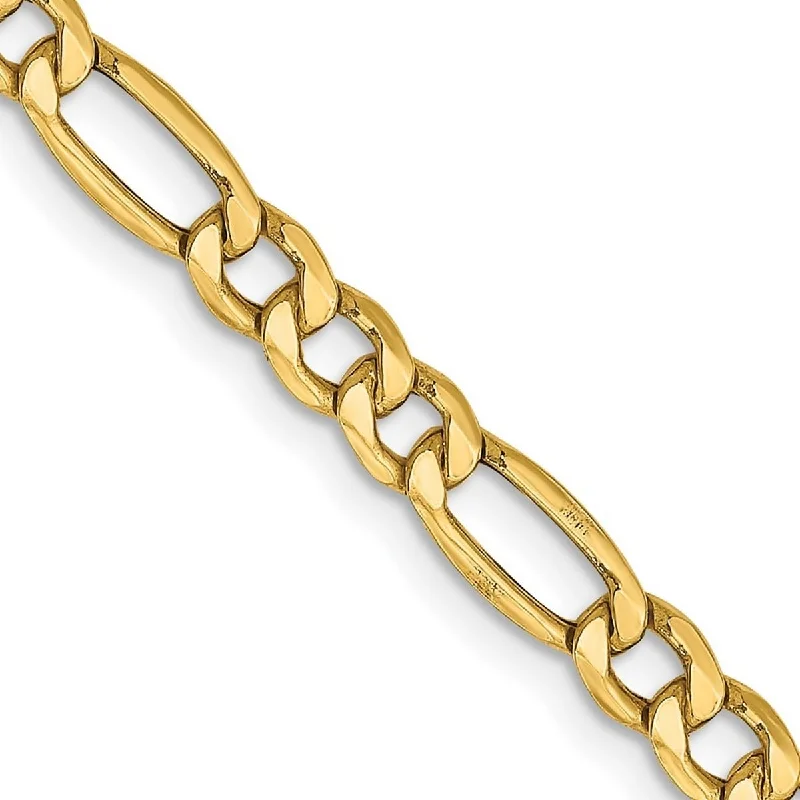 Women’s elegant bracelets-Curata 10k Yellow Gold Polished Lobster Claw Closure 4.75mmSemi-Solid Figaro Chain Bracelet - 8 Inch