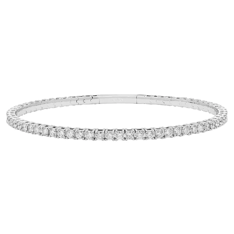 Women’s charm bracelets-Diamond Flexible Bracelet in 14kt White Gold (3ct tw)