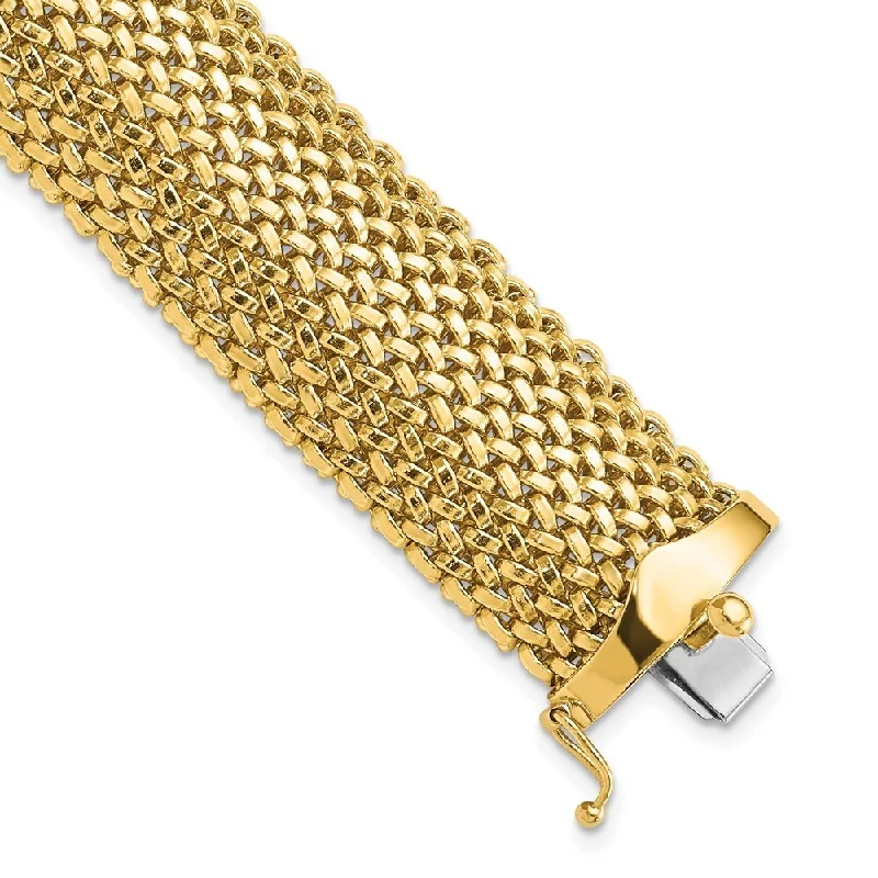 Women’s fashion leather bracelets-14k Yellow Gold 18.75mm Mesh Bracelet, 7.25"