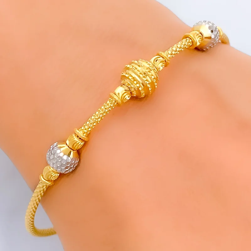 Women’s custom engraved bracelets-Jazzy Two-Tone 22k Gold Bangle Bracelet