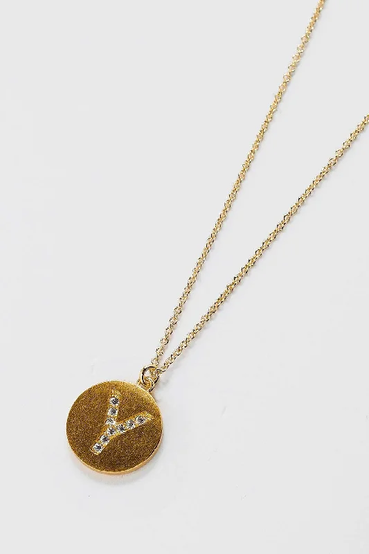 Women’s timeless necklaces-Y Initial Necklace in Gold