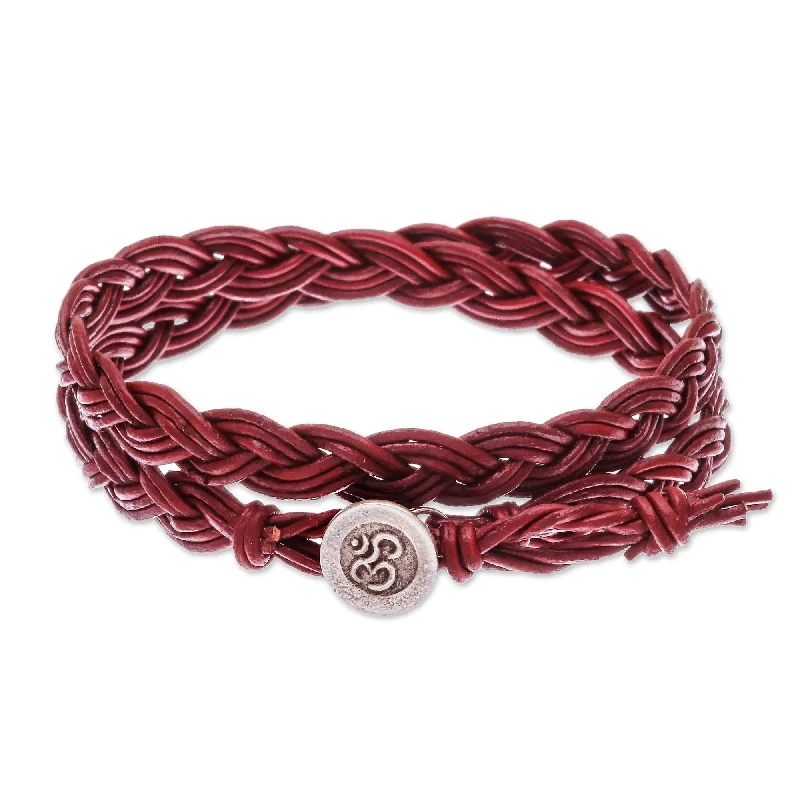 Women’s clasp bracelets-Novica Handmade Pa Sak Braid Braided Leather Wrap Bracelet