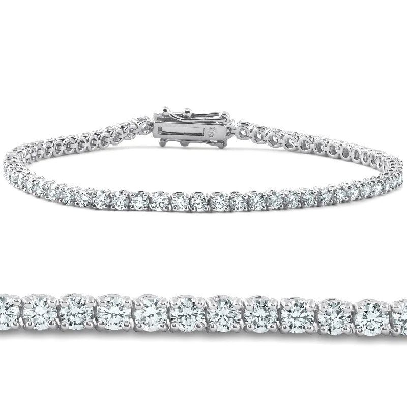 Women’s vintage bangles-Certified 4ct Diamond Tennis Bracelet White Gold 7" Lab Grown