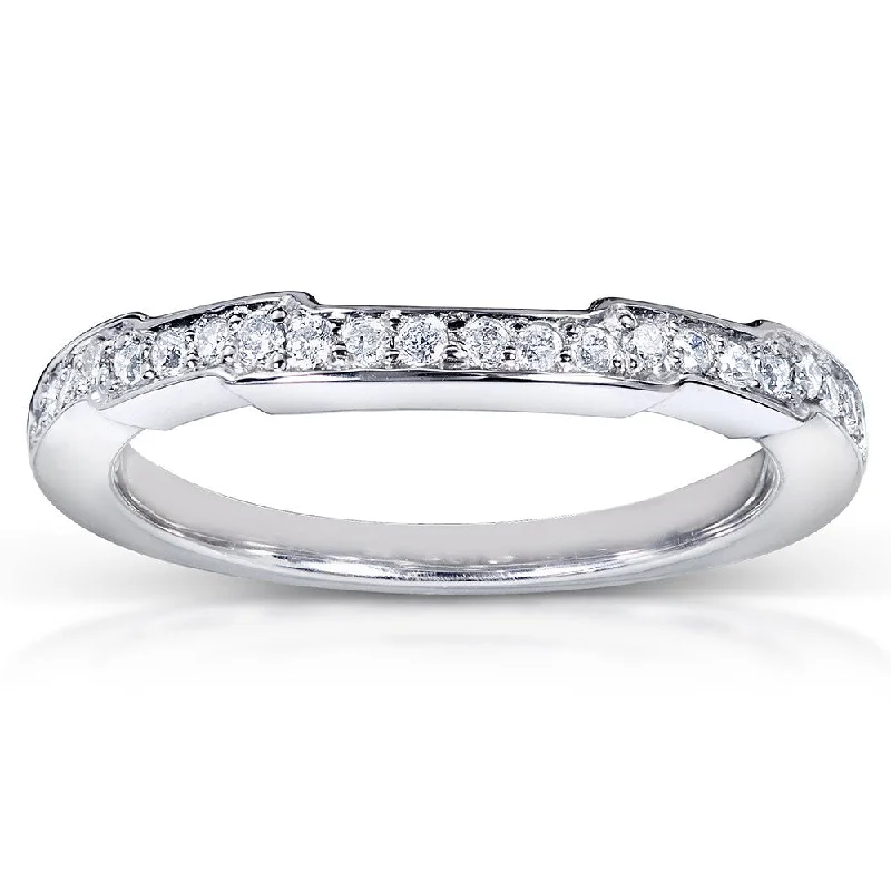 Women’s princess diamond engagement rings-Annello by Kobelli 14k White Gold 1/6ct TDW Contoured Diamond Wedding Band