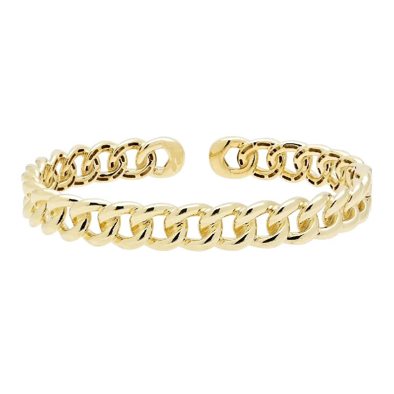 Women’s infinity bangle bracelets-Curb Link Cuff Bracelet in 14kt Yellow Gold