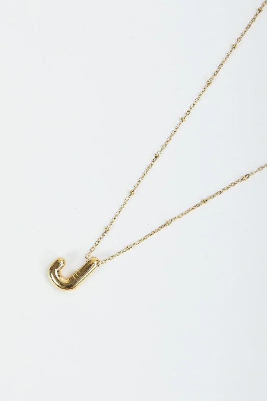 Women’s fashion necklaces-Bubble "J" Gold Initial Necklace