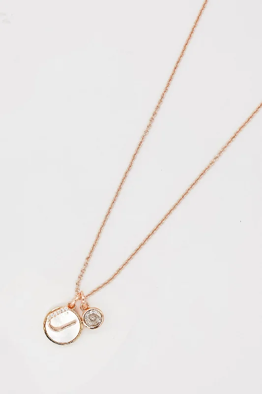 Women’s cubic zirconia necklaces-U Initial Necklace in Rose Gold