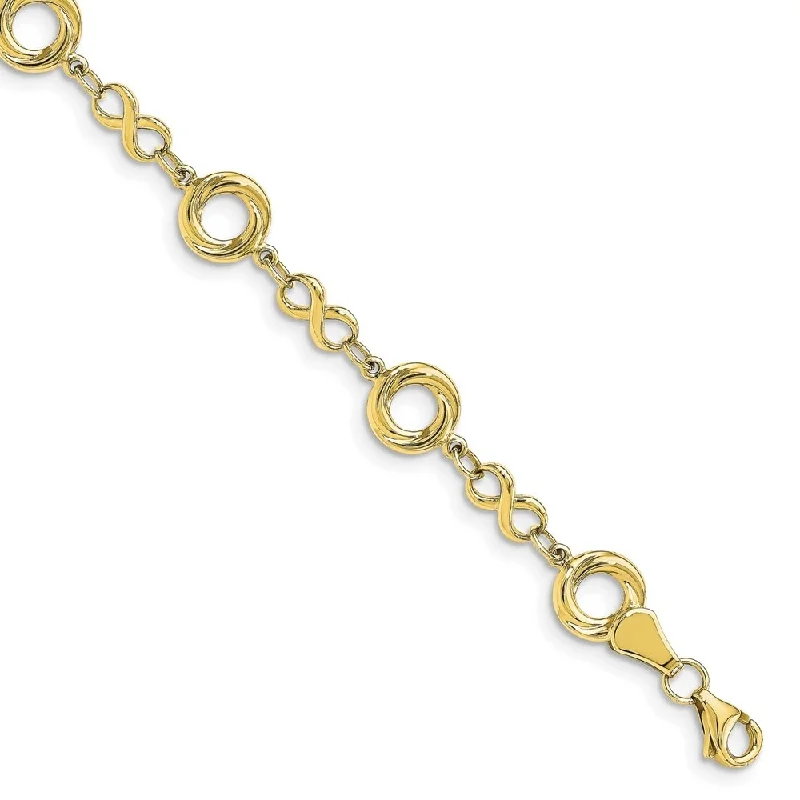 Women’s trendy bracelets-Leslie's 10k Yellow Gold Textured Infinity Link Bracelet, 7.5" (W-7.5mm)