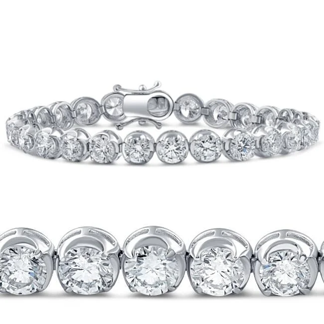 Women’s bracelet with diamonds-14.55Ct TW Round-Cut Diamond Tennis Bracelet 7" White Gold Lab Grown