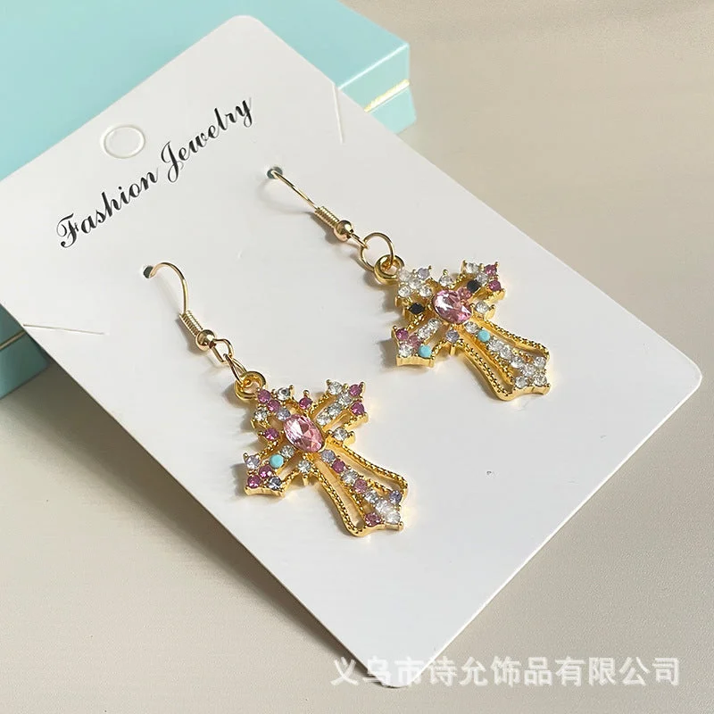 Golden Colorful Crystals-Ear hook