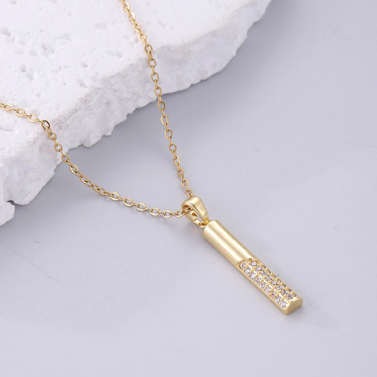 Women’s crystal necklaces-Elegant Korean Style Solid Color Stainless Steel Plating Inlay Zircon 18k Gold Plated Pendant Necklace