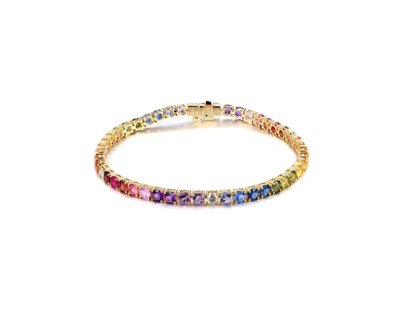 Women’s stackable bangles-Multi Sapphire Tennis Bracelet