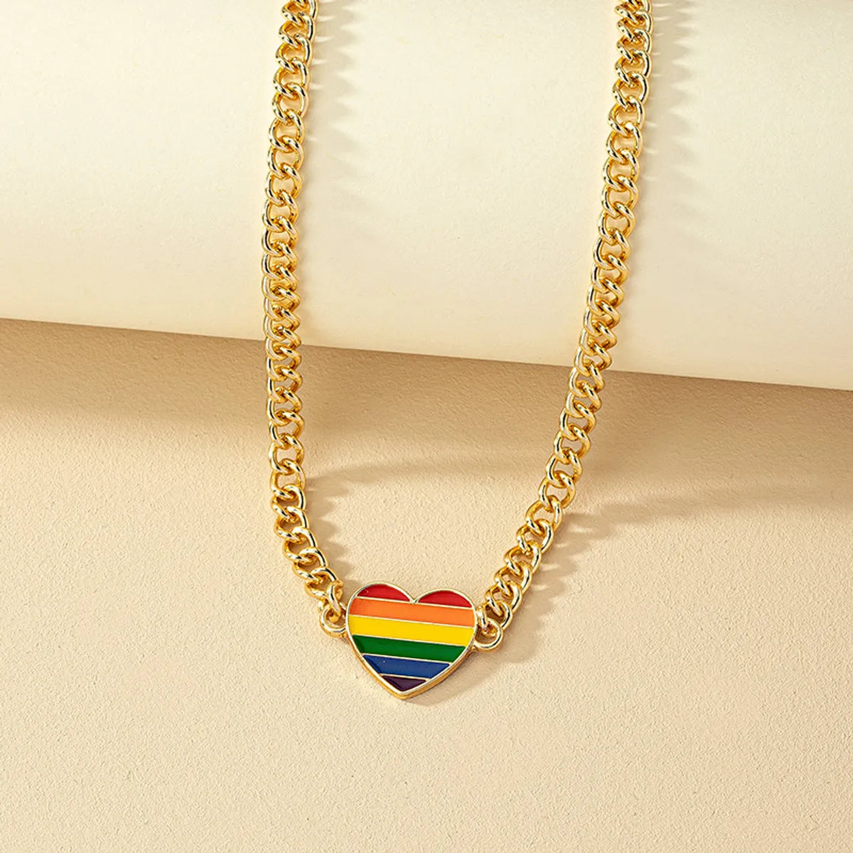 Women’s custom pendant necklaces-Simple Style Korean Style Rainbow Heart Shape Alloy Plating Women's Pendant Necklace