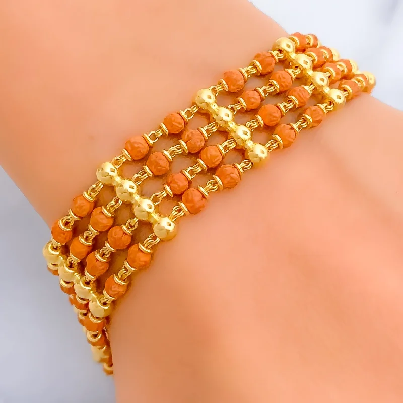 Women’s pearl bracelets-Regal Upscale 22k Gold Rudraksh Bracelet