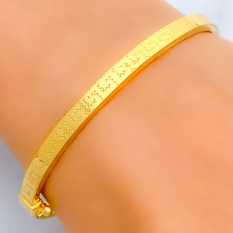 Women’s trendy bracelets-Gorgeous Contemporary 21k Gold Bangle Bracelet