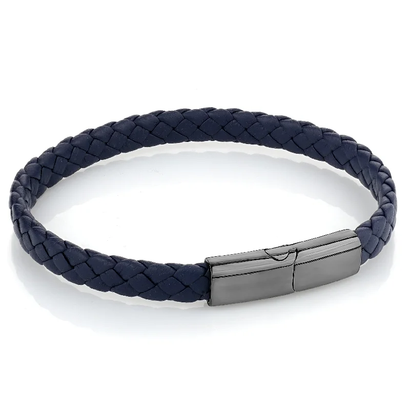 Women’s sparkle bracelets-BLUE LEATHER BRACELET