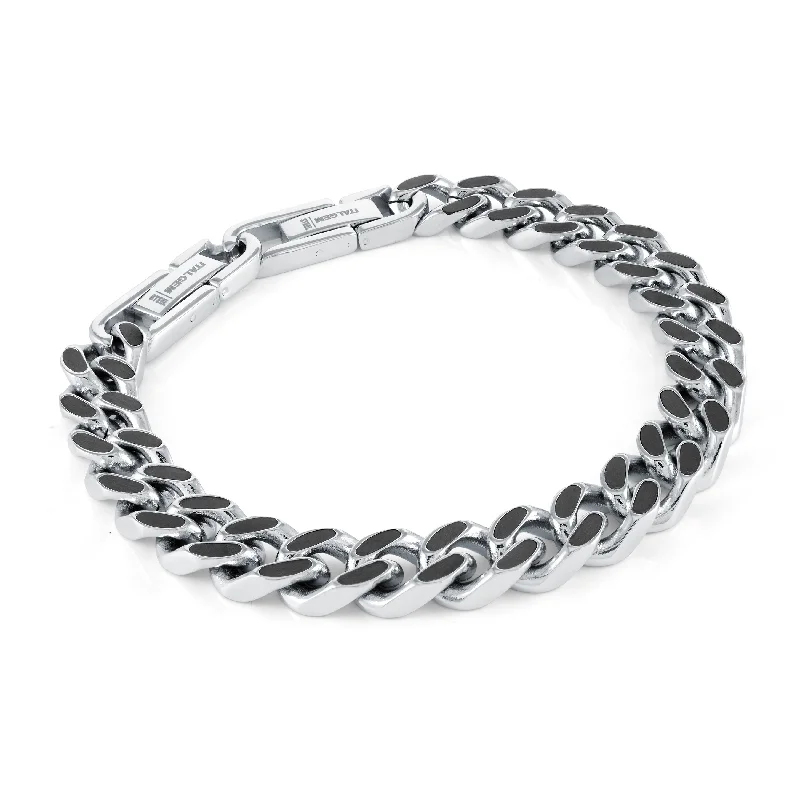 Women’s precious stone bracelets-ITALGEM STEEL - CARBON FIBER CURB CHAIN BRACELET