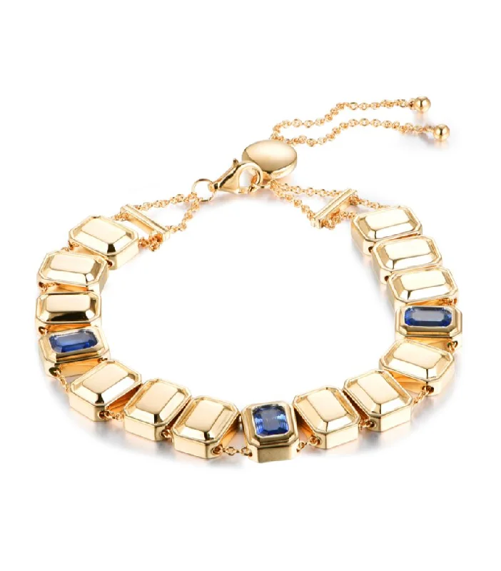 Women’s adjustable bangles-Blue Sapphire Sliding Bracelet