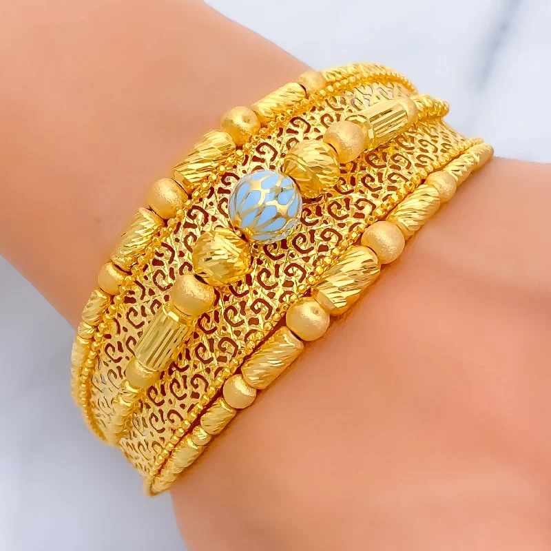 Women’s minimalist bangles-Regal Exquisite Layered 21K Gold Bangle Bracelet