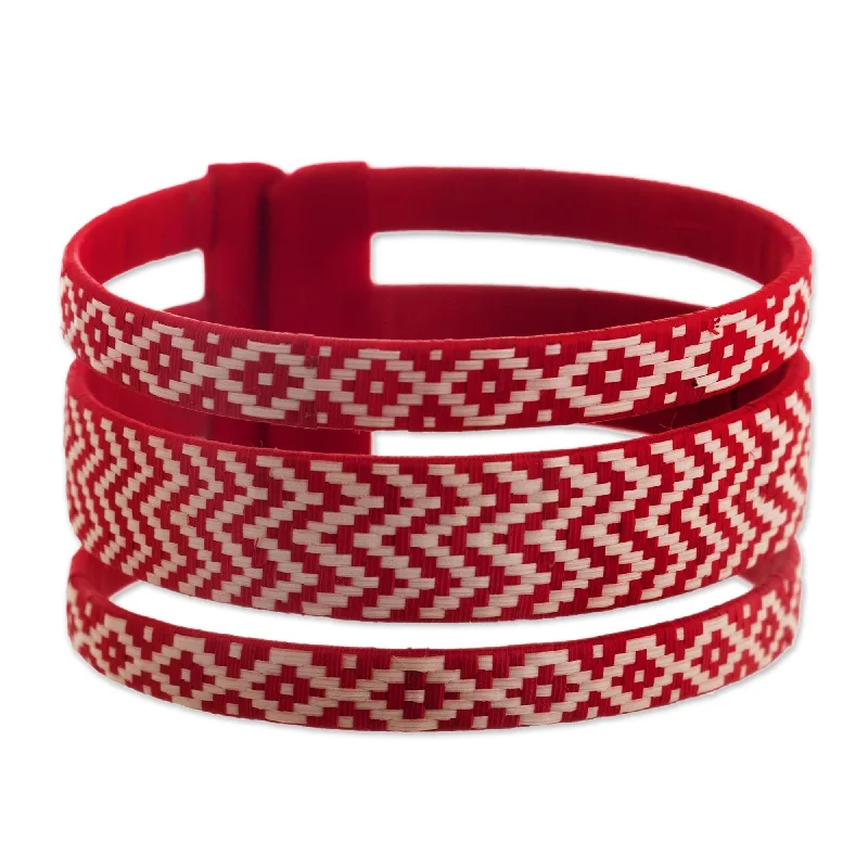 Women’s silver bangles-Novica Handmade Red River Wisdom Natural Fiber Cuff Bracelet