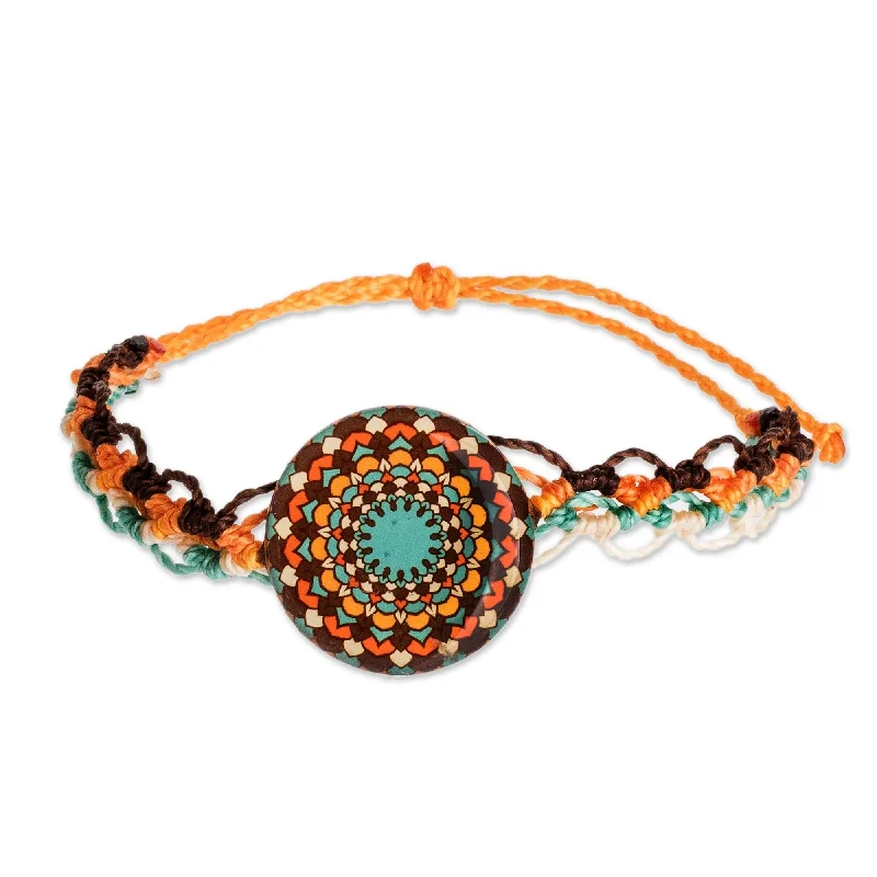 Women’s wide cuff bracelets-Novica Handmade Harmonious Mandala Macrame Wristband Bracelet