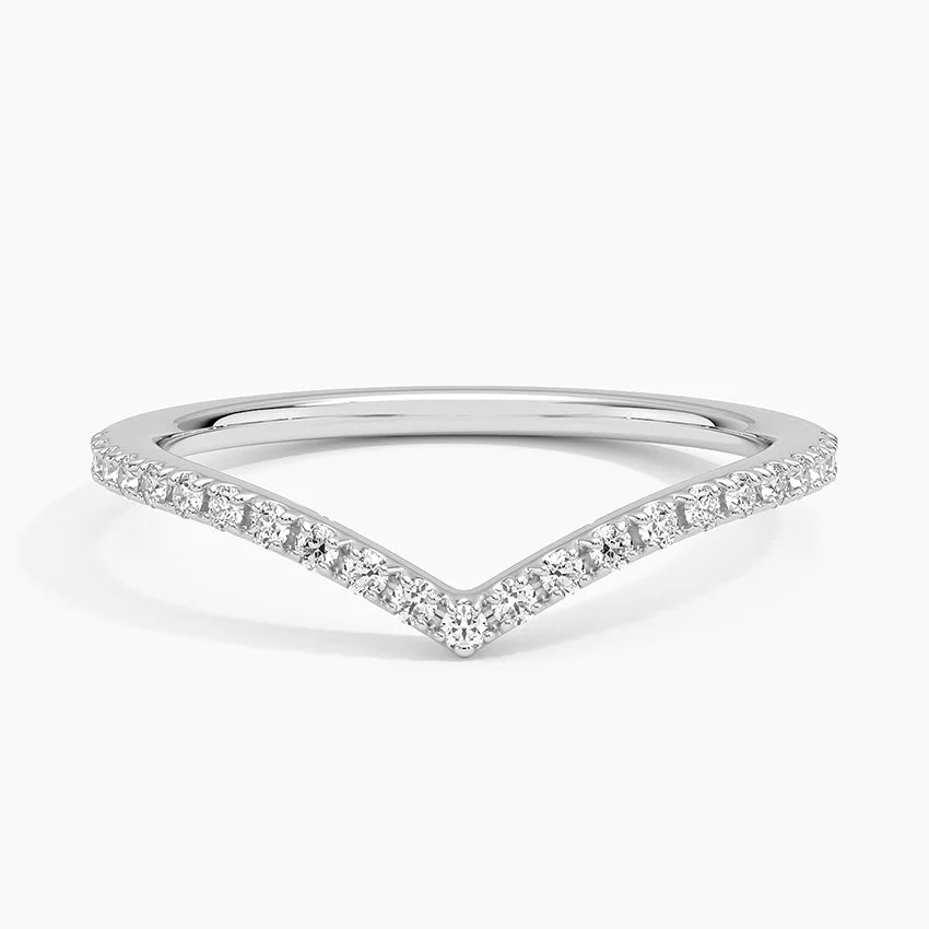 Women’s minimalist engagement rings-Classic Curve Pave Wedding Band