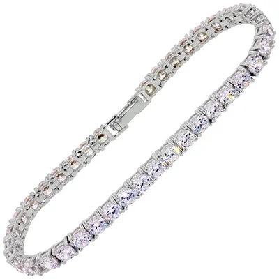 Women’s silver cuff bracelets-Crislu Cubic Zirconia Tennis Bracelet in Sterling Silver with Platinum Finish