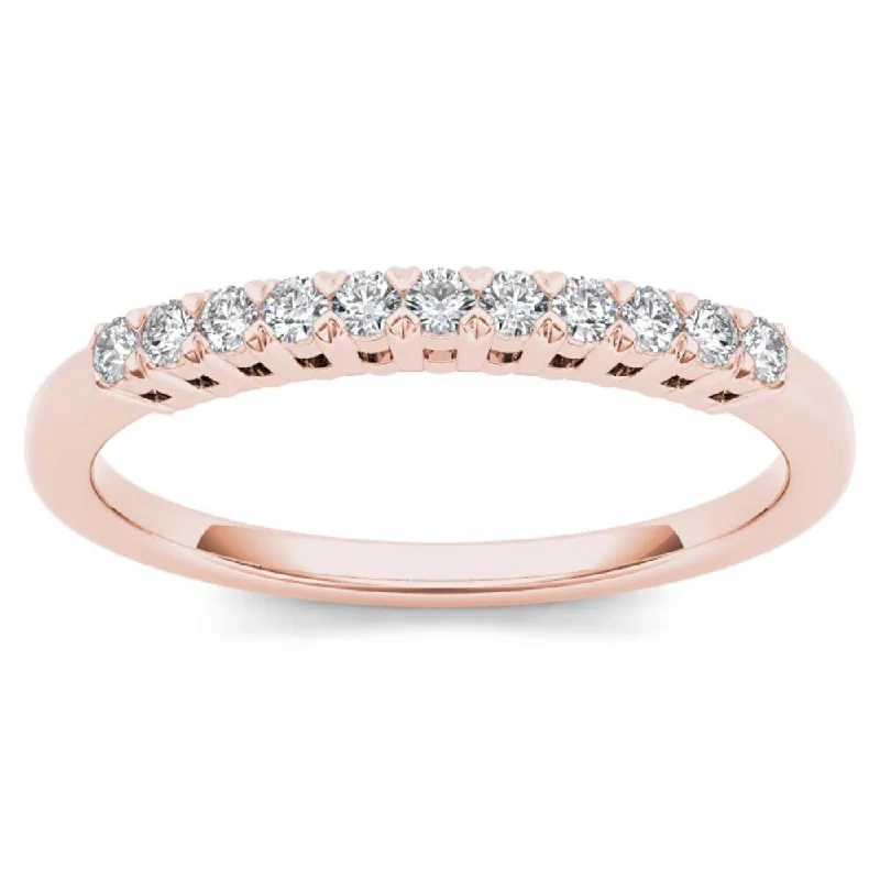 Women’s vintage engagement rings with diamonds-De Couer 10k Rose Gold 1/5ct TDW Diamond Women's Wedding Band - Pink