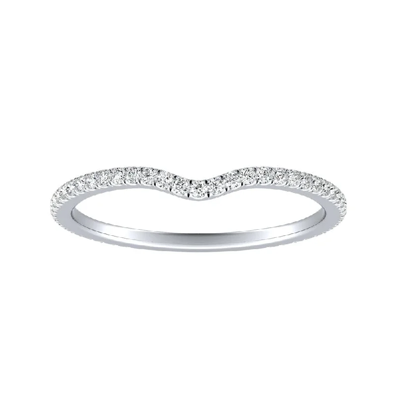 Women’s princess cut engagement rings-Auriya Platinum 1/5ctw Contoured Diamond Wedding Band