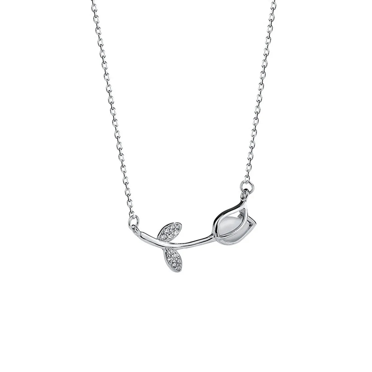 Tulip Necklace (White Gold Color)