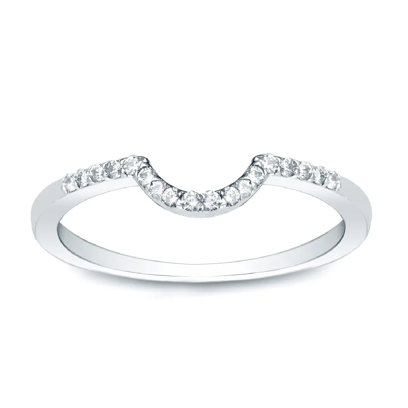 Women’s round cut engagement rings-Auriya Contoured 1/4ctw Round Diamond Wedding Band 14k Gold