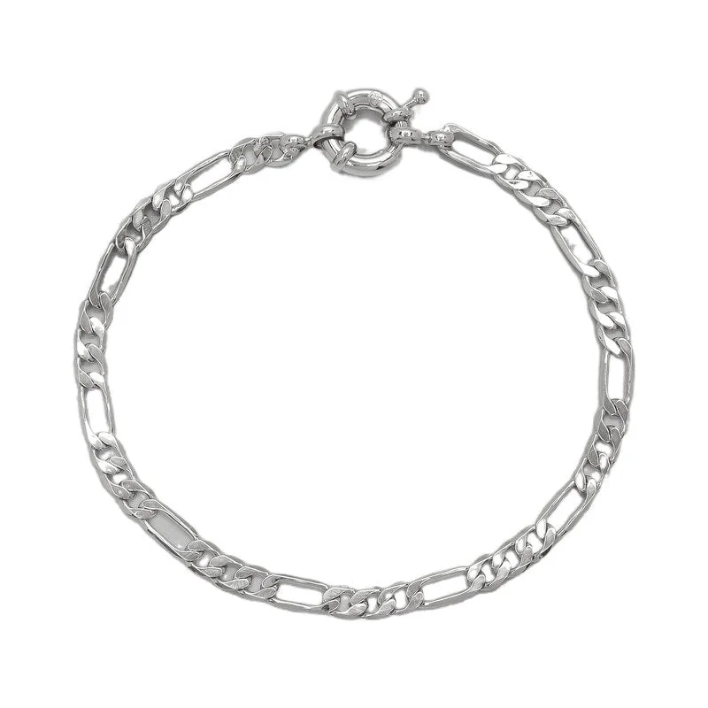 Women’s wide bangle bracelets-Victoria Townsend Small Fine Silver Plated Figaro Bracelet-7.5"