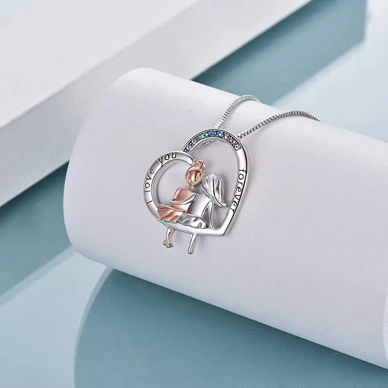 Women’s matching necklace sets-Elegant Cute Lady Heart Shape Sterling Silver Plating Inlay Zircon Pendant Necklace