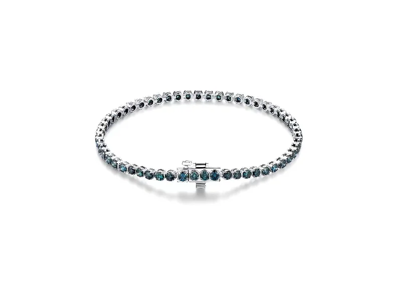 Women’s braided bracelets-Blue Diamond Tennis Bracelet