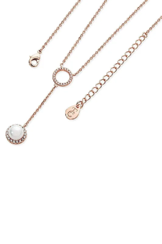 Women’s trendy gold necklaces-Circle Drop Pearl Pendant Necklace