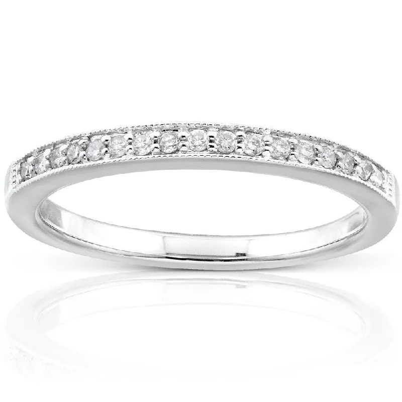 Women’s white gold diamond engagement rings-Annello by Kobelli 14k Gold 1/10ct TDW Diamond Wedding Band