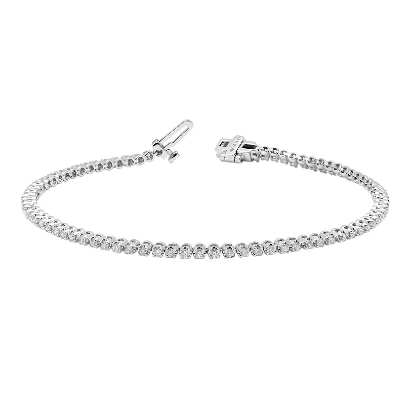 Women’s floral bracelets-Diamond Tennis Bracelet in 14kt White Gold (1ct tw)