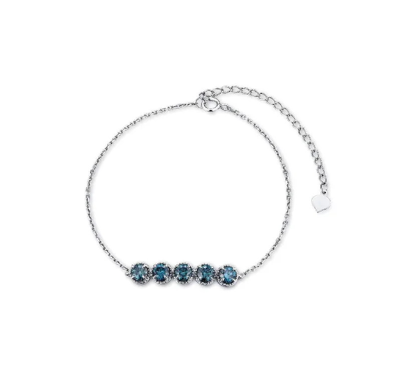 Women’s gold-plated bracelets-5 Stone Blue Diamond Bracelet