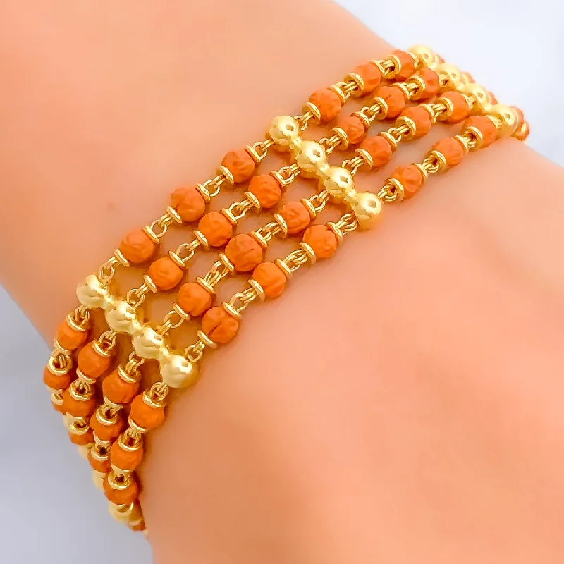 Women’s friendship bracelets-Classy Draped 22k Gold Rudraksh Bracelet